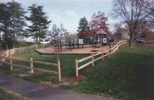 2 Rail Split Rail Wood Fence on Playground