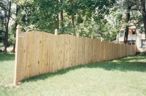Solid Board Wood Privacy Fence with Wood Top