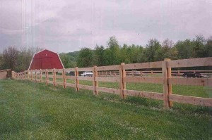 3 Board Paddock Wood Fence with Locust Posts and Oak Board with Facials