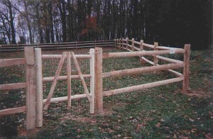 3 Rail Split Rail Wood Fence on Farm