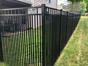 black aluminum double picket fence