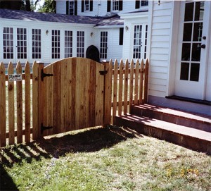 Solid Board Spaced Picket Gothic Gate with Arch