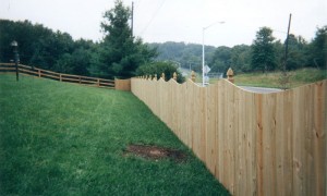 Solid Board Wood Privacy Fence with Mt Vernon Dip